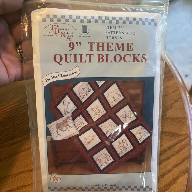 12 JDNA Horse Quilt Blocks for Embroidery 9" Horses Stamped #342