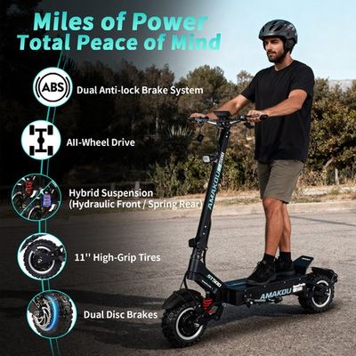 #ad 11#x27;#x27; Off Road Electric Scooter 72V 40AH 10000W 62MPH 70Miles Foldable E scooter $2299.99