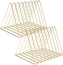 Sooyee 2-Pack 9 Slot Gold Magazine Holder Desktop File Sorter Organizer Triangle