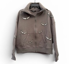 Zadig Voltaire Milly Zip Up Sweatshirt Grey Size Medium