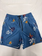 Quiksilver Waterman Floral Board Shorts Mens S Blue Tropical Swim Summer Beach