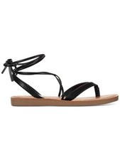 SUN STONE Womens Black Strappy Padded Maggie Round Toe Thong Sandals 6.5 M