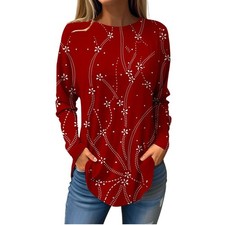 Floral Print Long Sleeve T Shirt with Casual Round Neck for Women Everyday Use