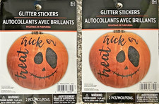Glitter Sticker Kit TRICK OR TREAT Halloween Lot of 2 Pumpkin Decoration New