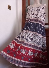 Vtg Look Indian Block Print Style Shift Maxi Dress Size XXL 16 18 Boho Ethnic