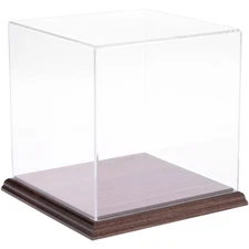 Plymor Clear Acrylic Display Case with Hardwood Base, 7" W x 7" D x 7" H