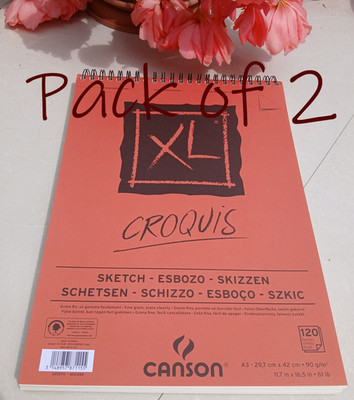 Pack of 2 -- Canson XL Sketch Pad A3 90gsm 120 Sheets Drawing Art Student paper