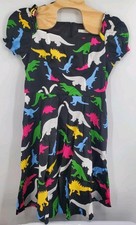 Hanpceirs Dinosaur Print Dress Puff Short Sleeve Square Neck Pockets Size 2XL