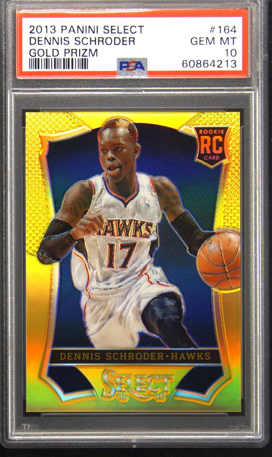2013 PANINI SELECT GOLD PRIZM #164 DENNIS SCHRODER 2/10 PSA 10