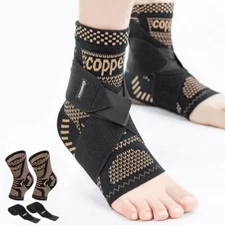 Ankle Brace for Sprained Ankle Compression Sleeve Copper Infused Ankle Suppor...