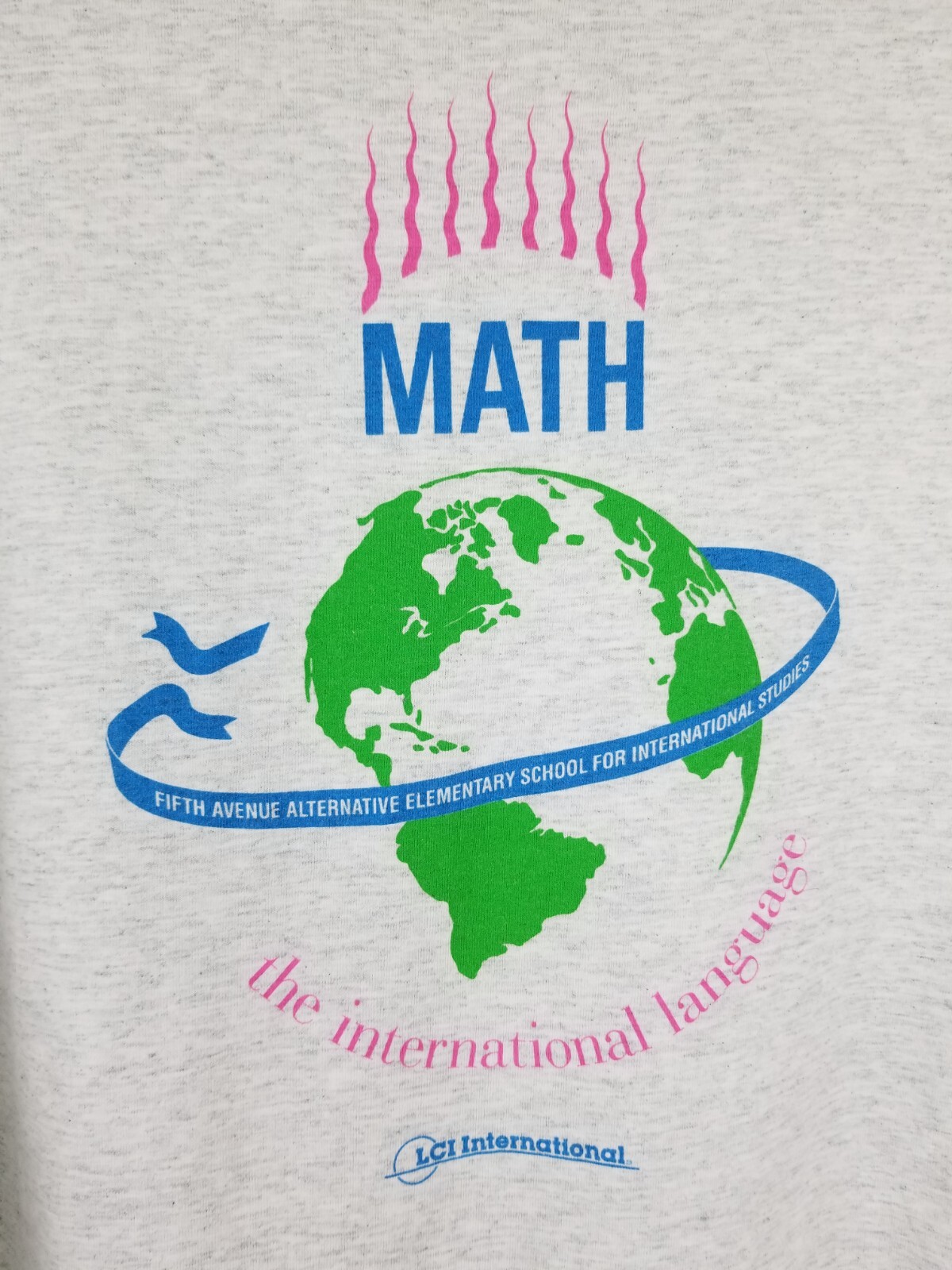 PONY MAGLIETTA VINTAGE ANNI 90 MATEMATICA LA LINGUA INTERNAZIONALE GRIGIA PUNTO SINGOLO TG XXXL