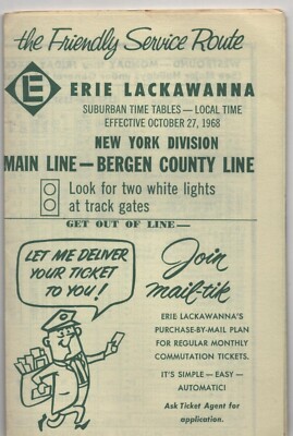 Railroad Time Table - Erie Lackawanna - Bergen County Line - October 27, 1968