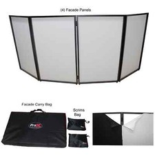 ProX Black Frame Aluminum DJ Facade w/White  Black Scrims Package  Carry Bag