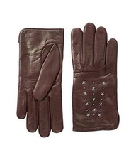 Coach L4417 Star Studded Burgundy Leather Gloves Women's Size 6.5