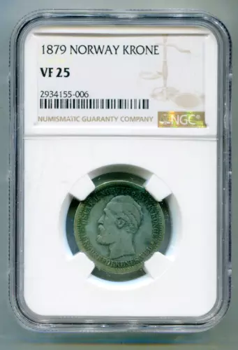 Norway  Krone 1879 KM-357 NGC VF 25 rare date   lotapr9315