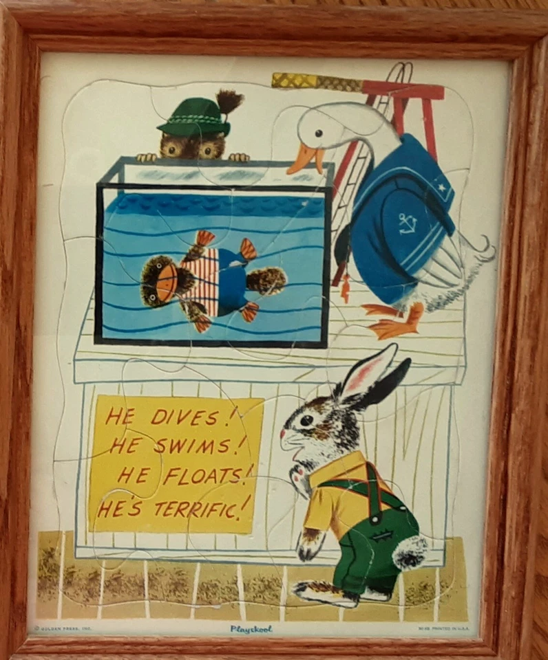 2 Rompecabezas Playskool De Colección Conejo Castor Pato Animales Dorado Pressmi Cartón Foto 3 de 3