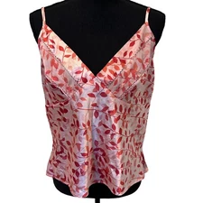 Y2K Orange Red Secret Treasures Cami Top Crochet Trim Fairycore Poly Vintage L