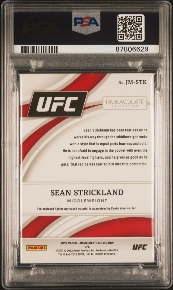 2022 PANINI IMMACULATE COLLECTION UFC JMB MEMORABILIA SEAN STRICKLAND SHORTS RC - Image 2 of 2
