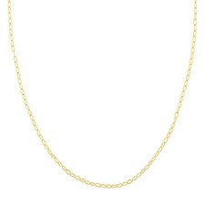 2.1mm Paperclip Link Chain Necklace Real 14K Yellow Gold