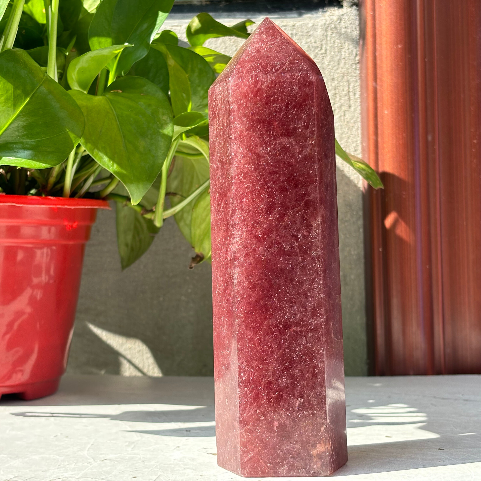 Natural Strawberry Quartz Hexagon Tower 936g Healing Crystal Mineral Stone