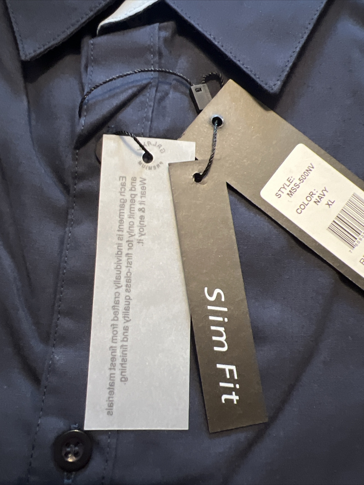 Galaxy by Harvic Mens Navy Slim Fit Collared Button-Down Shirt XL NWT $38