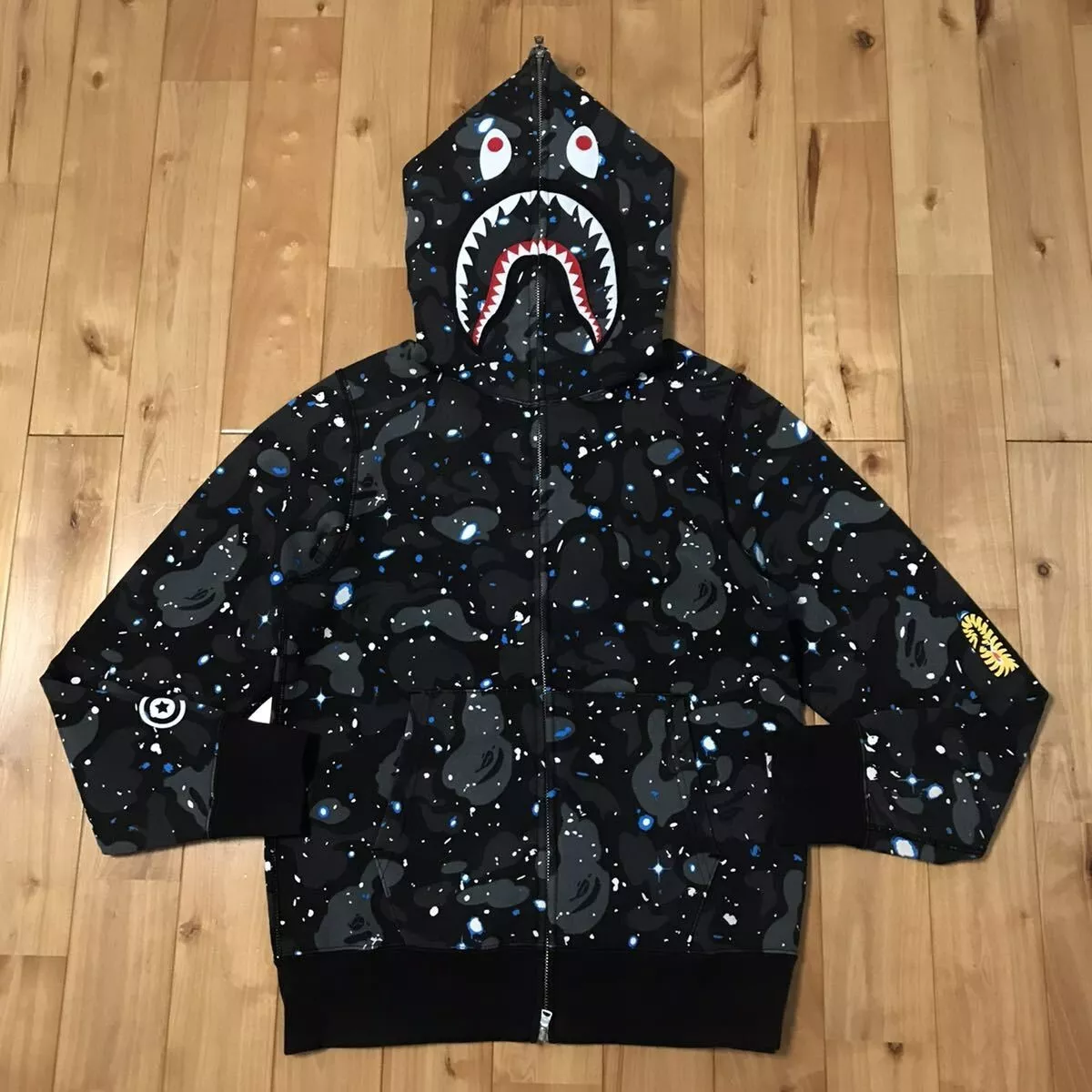 BAPE Glow in the Dark space camo Shark full zip hoodie A Bathing Ape Size S