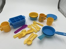 Vintage Fisher Price Fun with Food dishes Plates Utensils Ice cube Trays 22