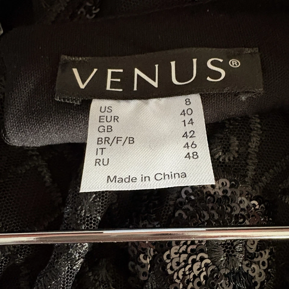 Venus Vegas Talla 8 Negro Lentejuelas Una Pieza Mameluco Fiesta Club Ropa Gótico Años 90’ Foto 3 de 4