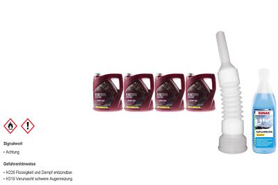 16L MANNOL Motoröl SAE 10W-60 RACING+ESTER inkl Auslaufschlauch Scheibenreiniger