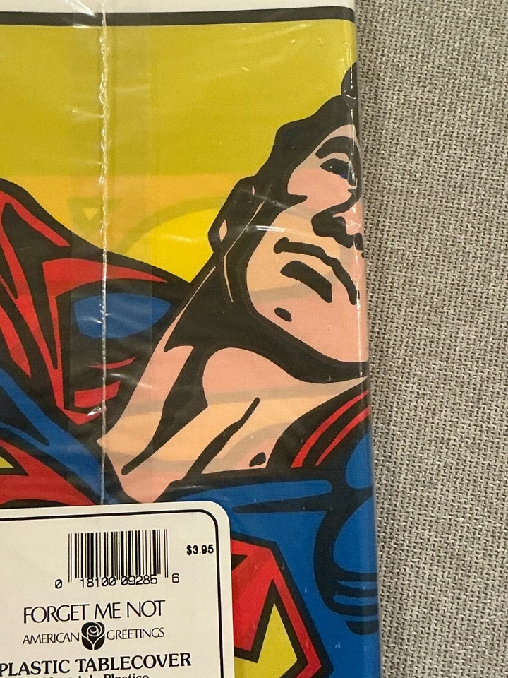 De colección 1993 American Greetings Superman Mantel Plástico 54" x 94" Fiesta Picnic Foto 3 de 4