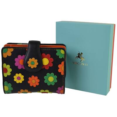 Ladies Leather Small Flower Design Tabbed Purse Wallet by Visconti; Daisy Col...