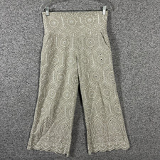 Sundance Women's Size Small Menara Culottes Cropped Pull On Linen Blend Pants