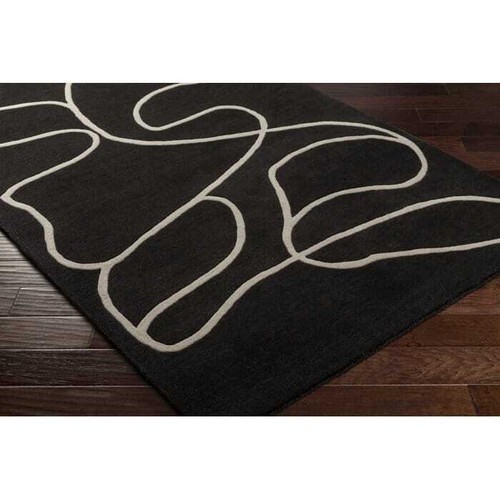 Luxurious Hand-Tufted B&W Hand Made Modern 100% Wool Custom Area Rug - Picture 8 of 12