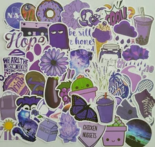 50pcs Cute Waterproof Purple VSCO Stickers For Water Bottle,Hydro Flask,Laptop