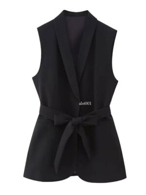 2Pcs Women's Black Sleeveless Suit Tank Top Jacket Pants Vest Trouser Set  Ladies | eBay