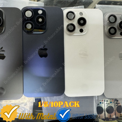 Back Glass Replacement Rear Cover With Metal Lot For iPhone 14 15 Plus 15 ProMax