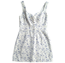 Reformation Elettra Linen Mini Dress Sinead Sweetheart Floral Tie Front Sz 10 L