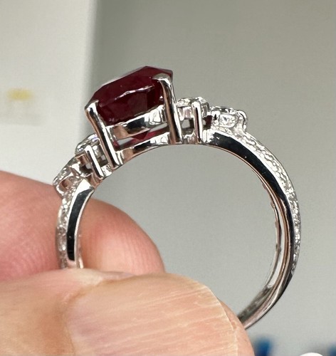 A Stunning 3.16ct Ruby & Diamond Platinum Ring GIA - Picture 9 of 13
