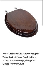 Jones Stephens C2B1E18CH DARK BROWN W/PIANO FINISH Toilet Seat Solid Oak