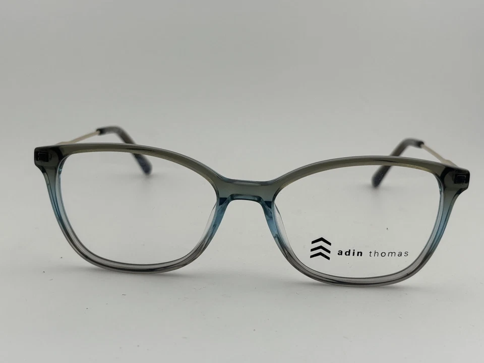 ADIN THOMAS - AT-484 C2 52-16-140 Gold Green Blue Acetate Glasses Frames Foto 2 de 4