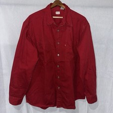 Vintage Levi s Red Denim Shirt Metal Buttons Red Tab Oversized Size Large