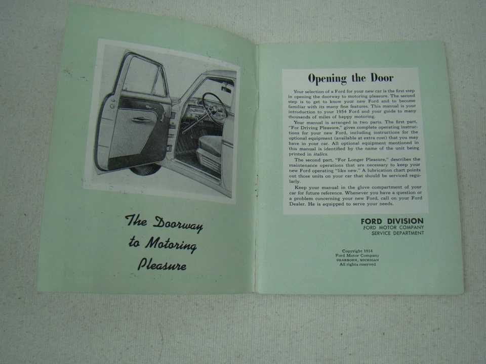 Original 54 Ford Propietarios Manual 1954 Ford Propietarios Guía Convertible Sedán Foto 3 de 3