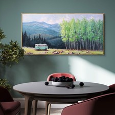 XLSJERST Nature Mountain Canvas Wall Art - National Park Painting Green Ridge...