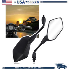 Motorcycle Mirrors 2PCS 8mm 10mm Bolt Handlebars, 360-Degree AdjustaColor: Black