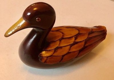 Vintage Ente Holz Ornament Hochglanz Handarbeit Köder 50er Jahre 22CM