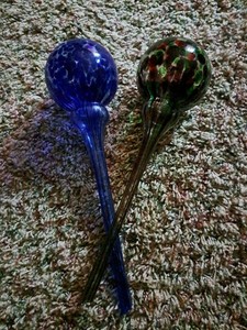 Set of 2 Vintage Plant Watering Automatic Self Watering Glass Bulbs Ind/ Outdoor