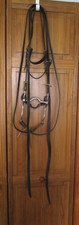 LEATHER HORSE BRIDLE W/5" CURB BIT AND SPLIT REINS