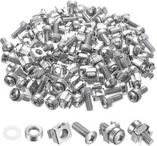 110 Pcs/55 Set Rack Mount Screws and Cage Nuts for Server M6x20MM, silver