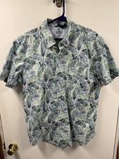 Izod Saltwater Hawaiian Shirt Mens Button Up Sleeve Palm Print X Large