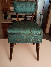 Turquoise Sewing Chair Mid Century Masked Dur...